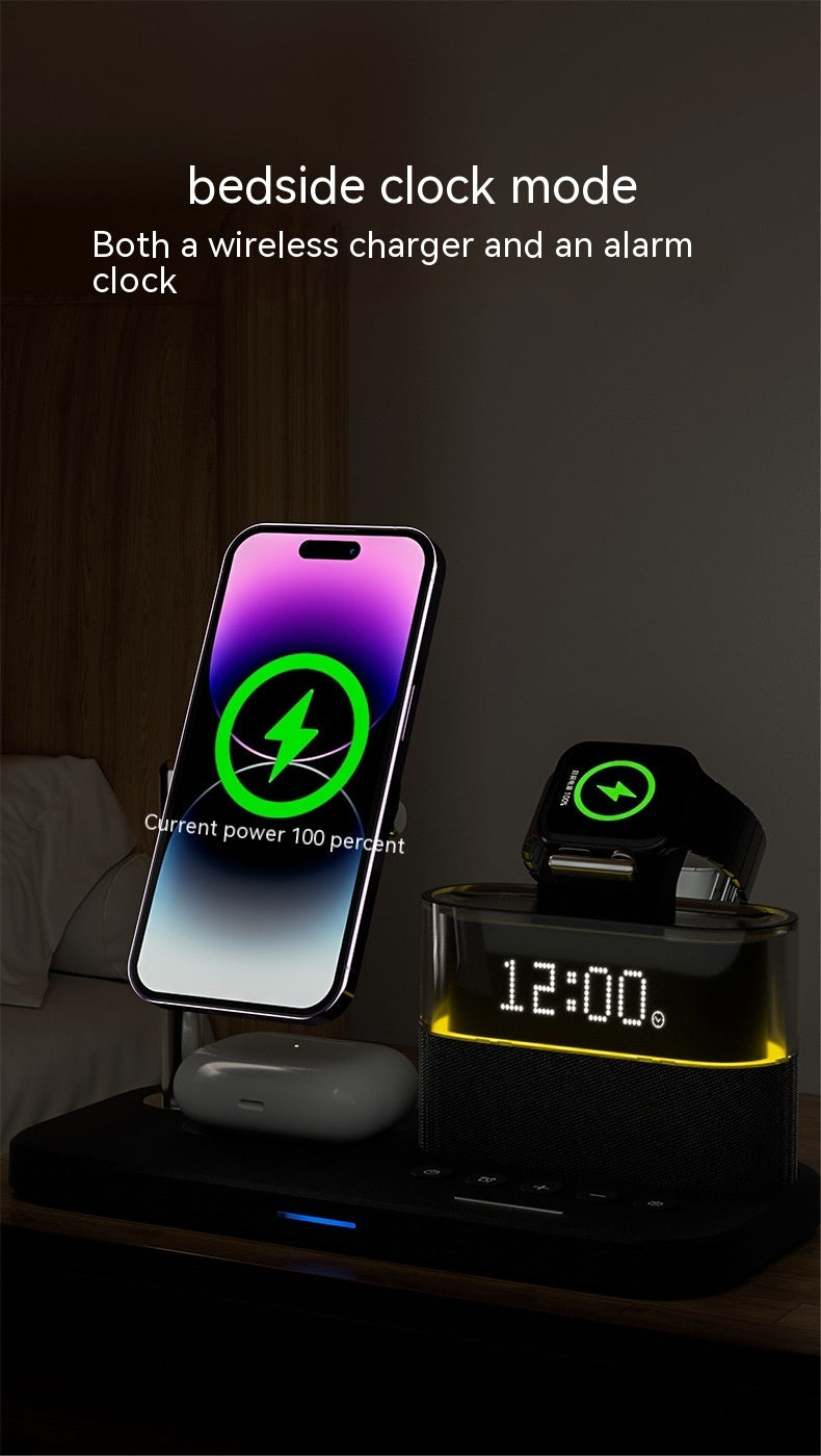 Magnetic Small Night Lamp Wireless Charger With Alarm Clock Three-in-one