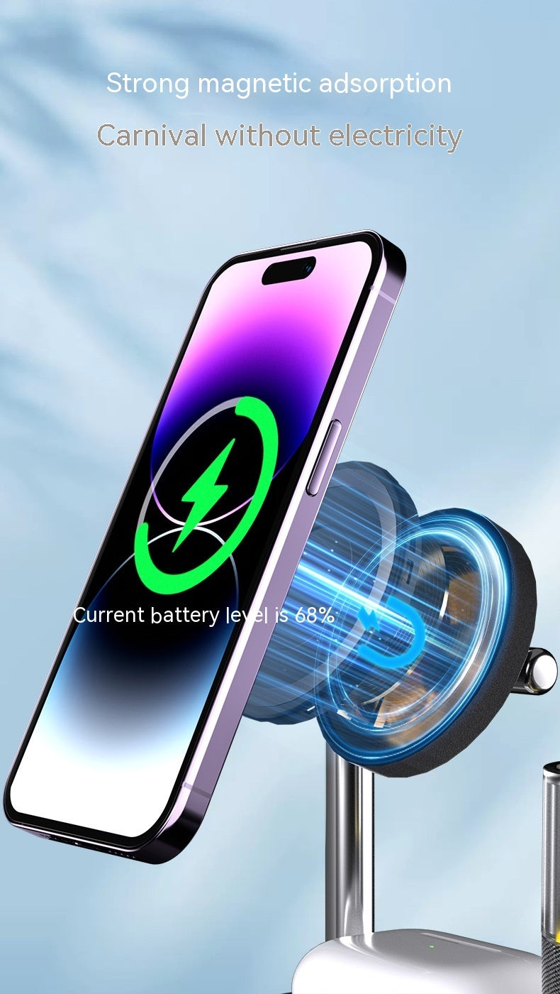 Magnetic Small Night Lamp Wireless Charger With Alarm Clock Three-in-one