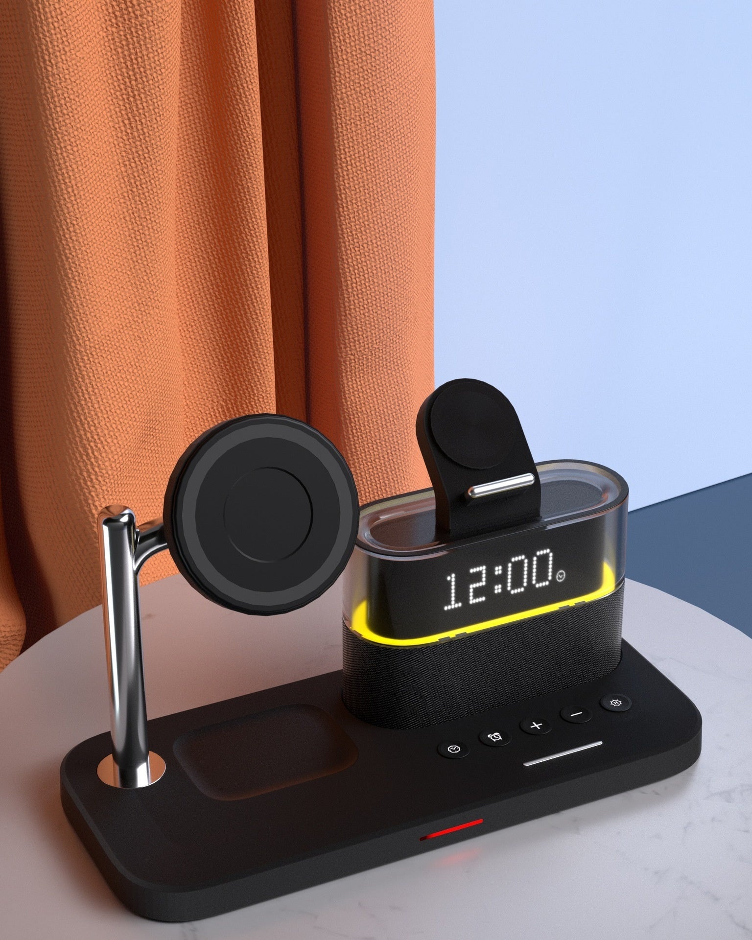 Magnetic Small Night Lamp Wireless Charger With Alarm Clock Three-in-one