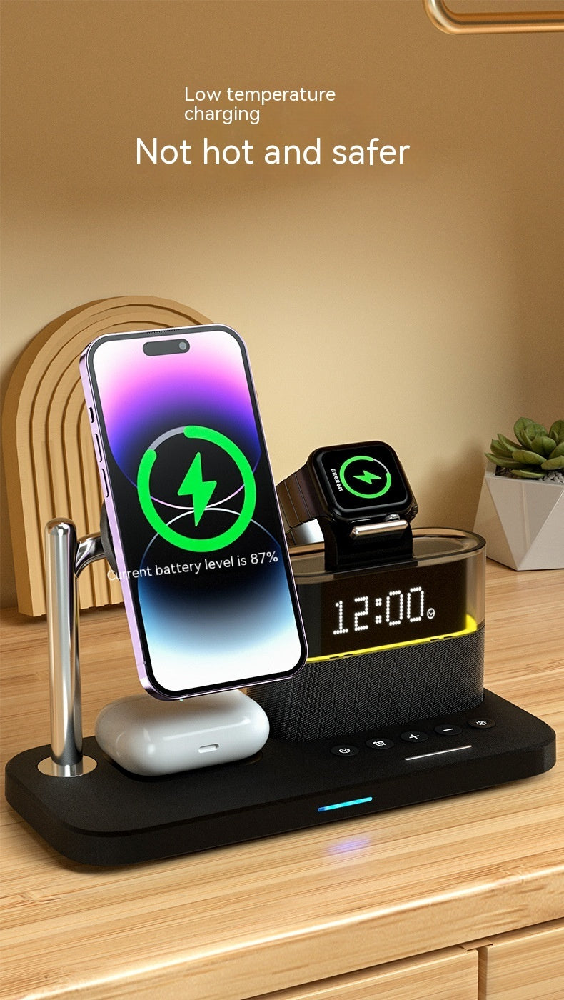 Magnetic Small Night Lamp Wireless Charger With Alarm Clock Three-in-one