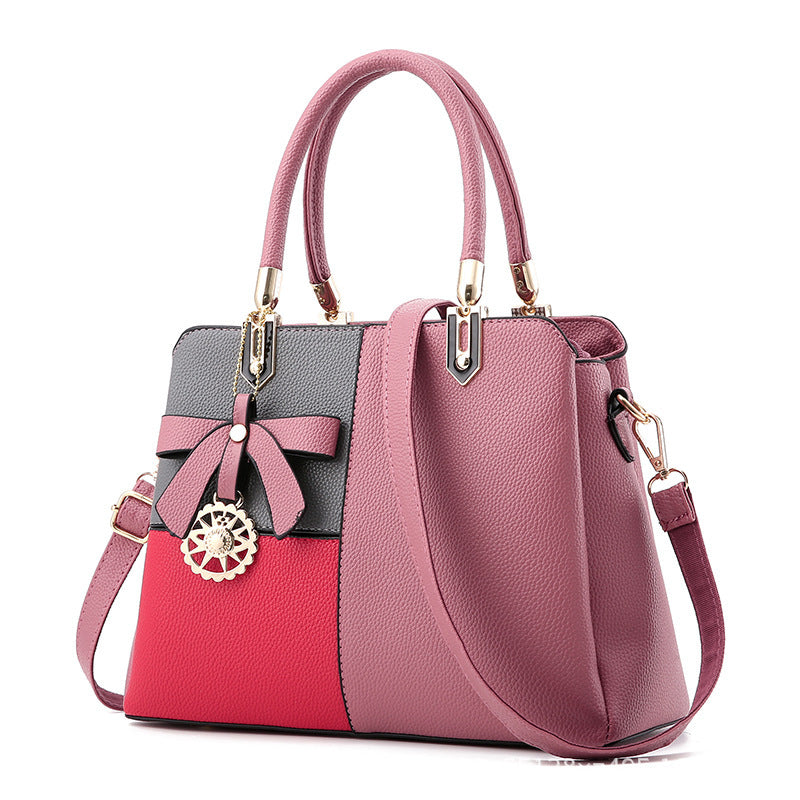 Women's contrast color handbag shoulder bag