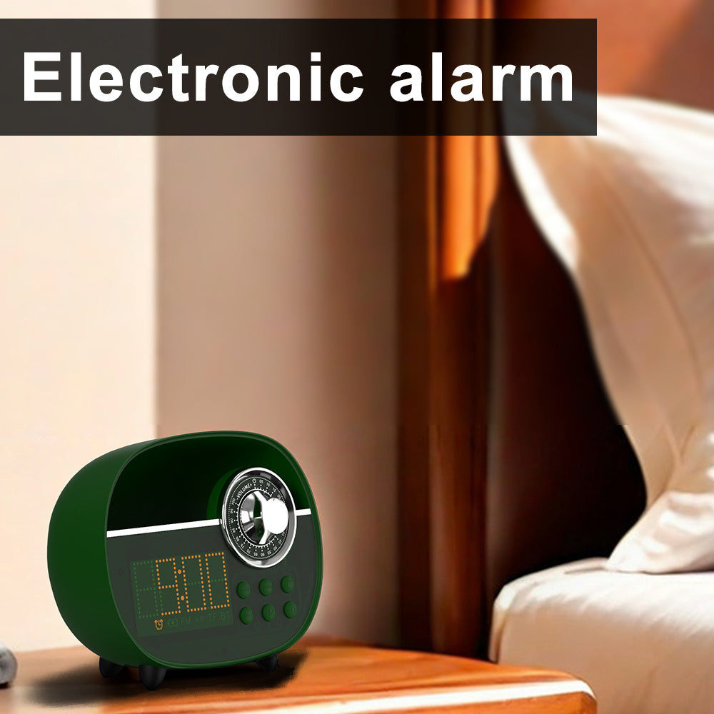 1pc Vintage Wireless Alarm Clock Radio W Or FM, Hands-Free Calls, Night Light, TF Or AUX - For Home Office