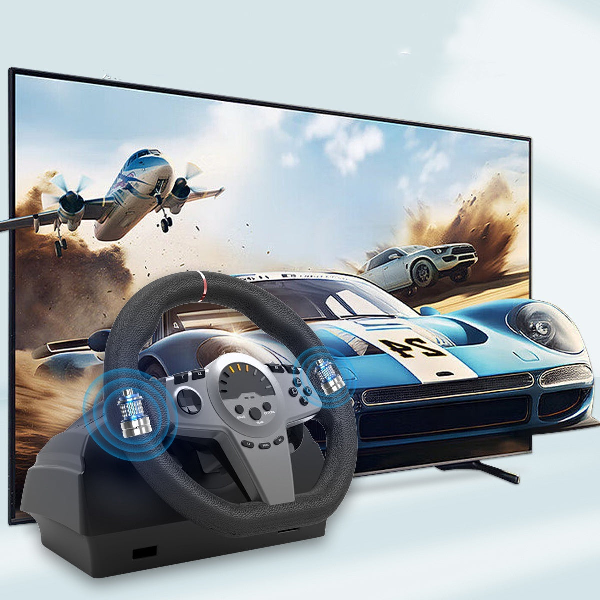 Multi-platform Compatible Steering Wheel Two Pedal Vibration Game Machine