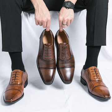 Square Toe Men's Breathable Business British Style Niche Leather Shoes