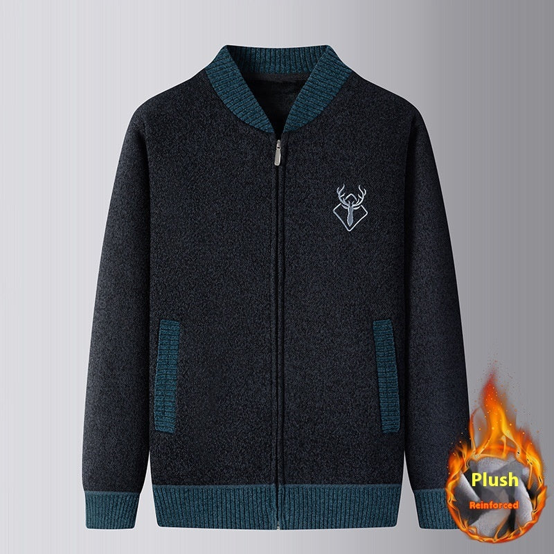 Men's Middle-aged Leisure Simple Warm Knitted Cardigan