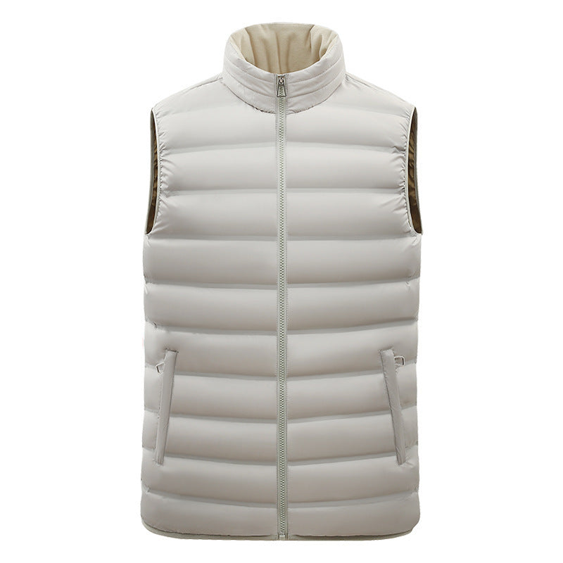 Men's Autumn Vest Stand-up Collar Cotton-padded Coat Plus Size Thin Coat