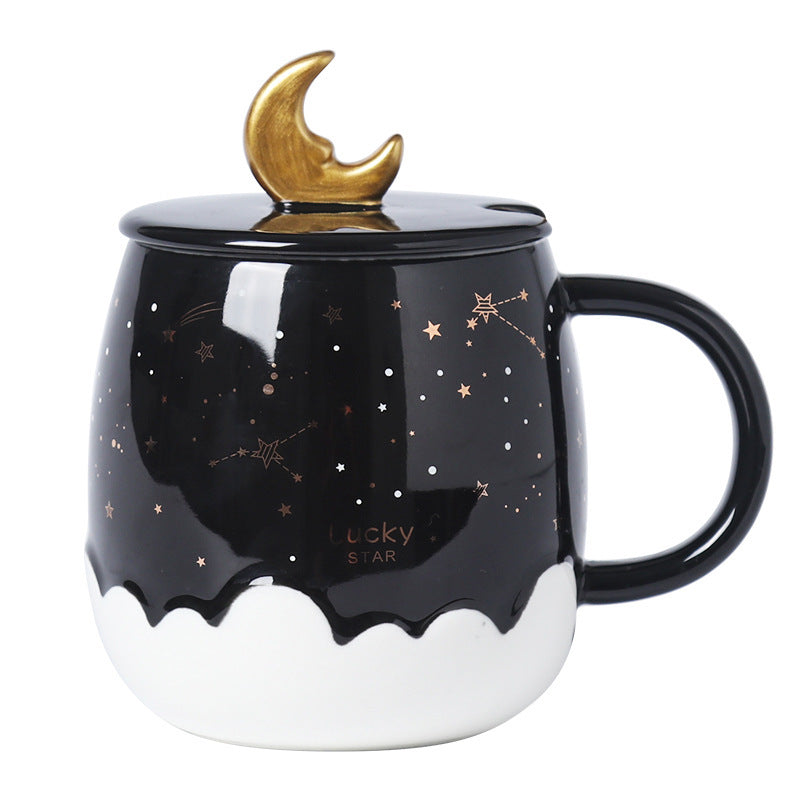 Starry Sky Ceramic Cup Black And White Embossed Mug Couple
