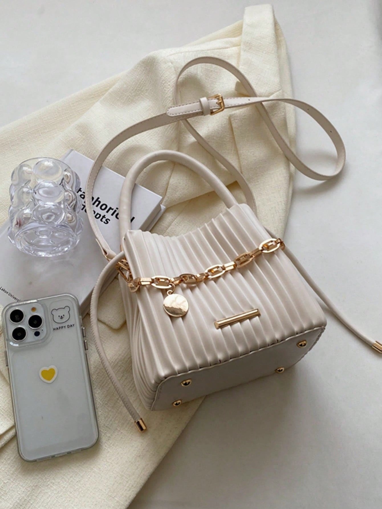 Handbag Pleated Bag Women  Fashion Chain Niche Bucket Bag Personality Shoulder Messenger Bag