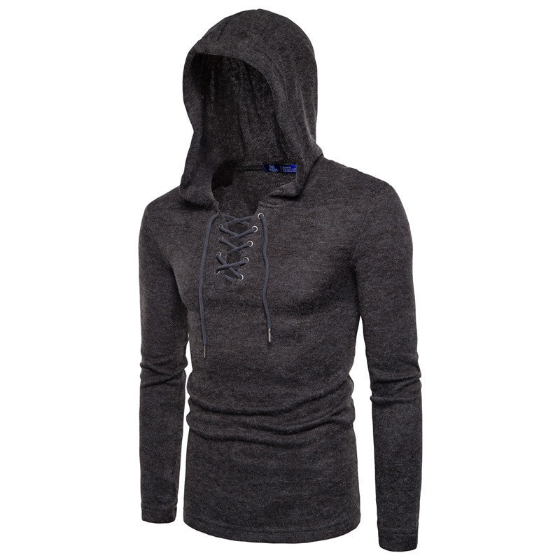 Men's Pullover Hooded Sweater Tie