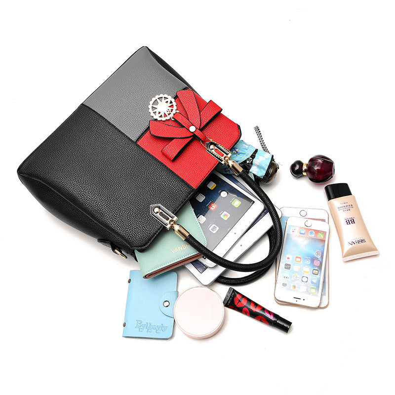 Women's contrast color handbag shoulder bag