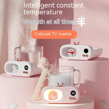 Cartoon Cup Warming Holder Night Light Warm Cup Household Constant Temperature Plastic Coaster