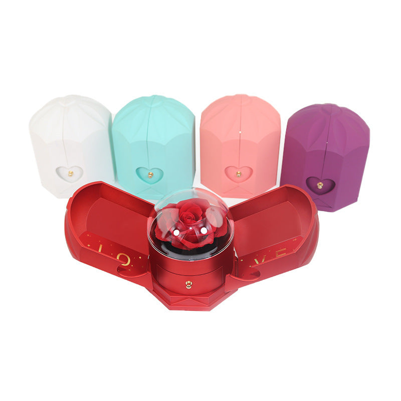 Creative Double Open Rose Gift Box Drawer Jewelry Box