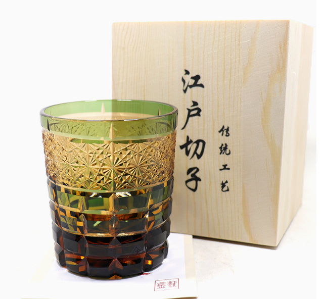 Jinzhi Japanese-style Jianghu Crystal Glass Rewell Cup Hand Carved Whiskey Shot Glass Retro