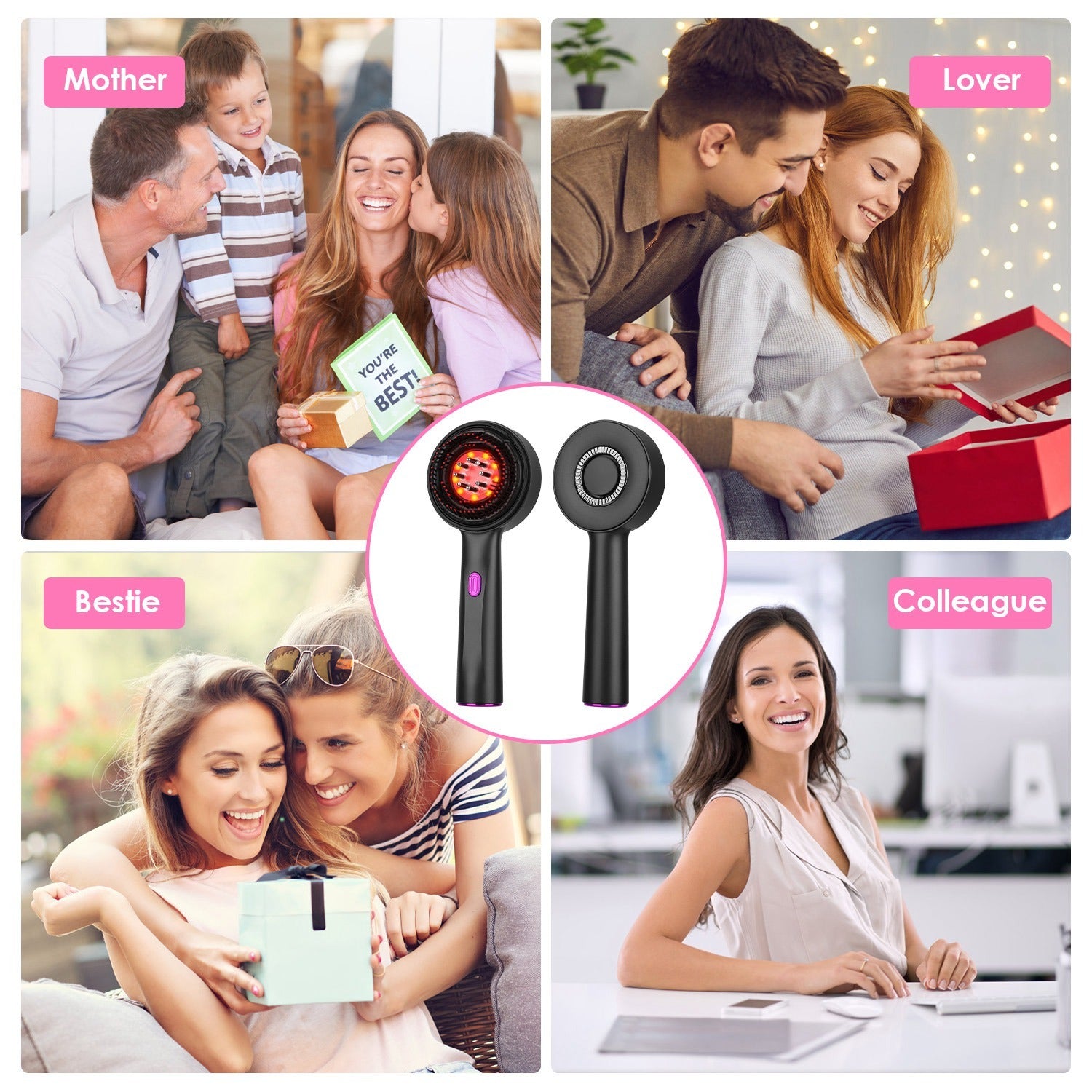 1Set 3 In 1 Red Light Scalp Massager Brush Cordless Hair Oil Applicator Massage Comb With 3 Modes Rechargeable IPX7 Waterproof