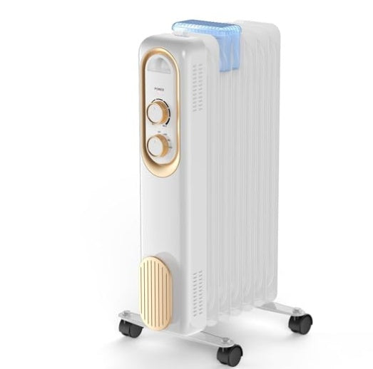Oil Filled Radiator Heater With Adjustable Thermostat, 1500W Oil Space Heater For Indoor Use, Portable, 22inch Bright