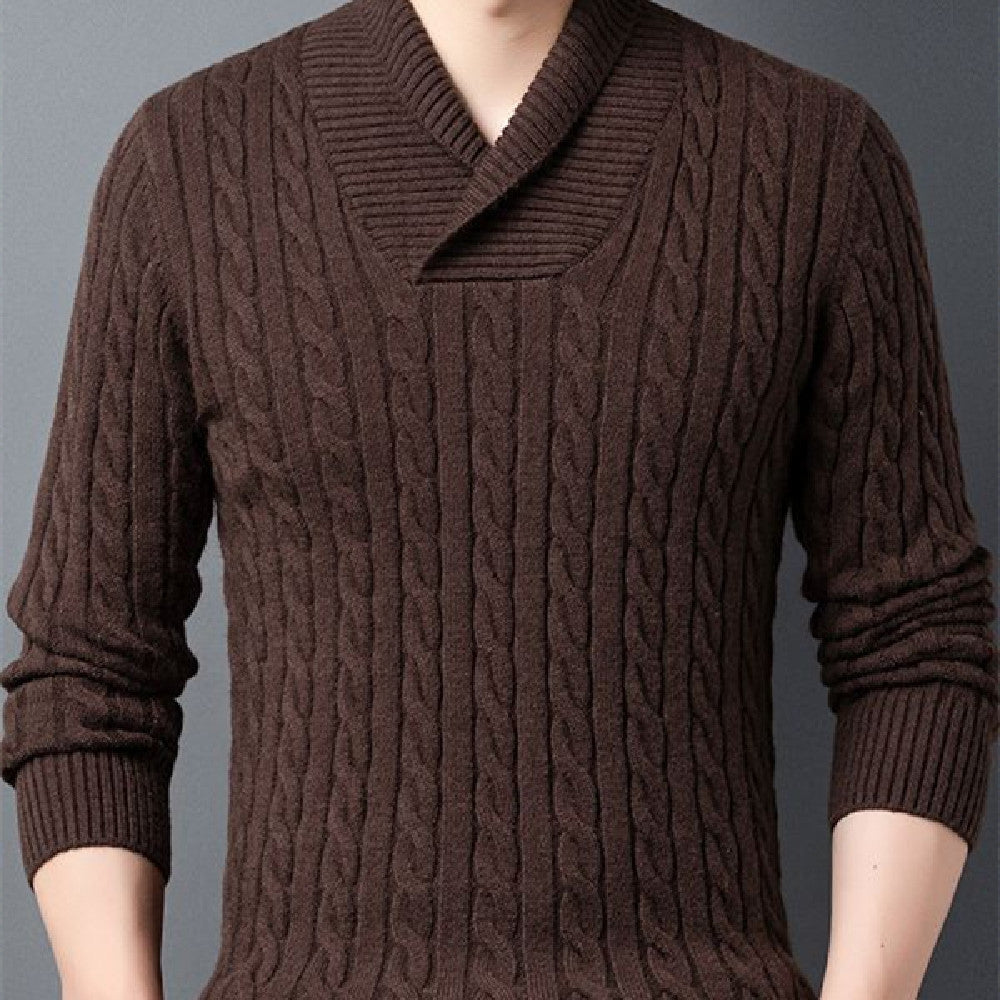 Youth Men's Long-sleeved Pullover Slim V-neck Sweater