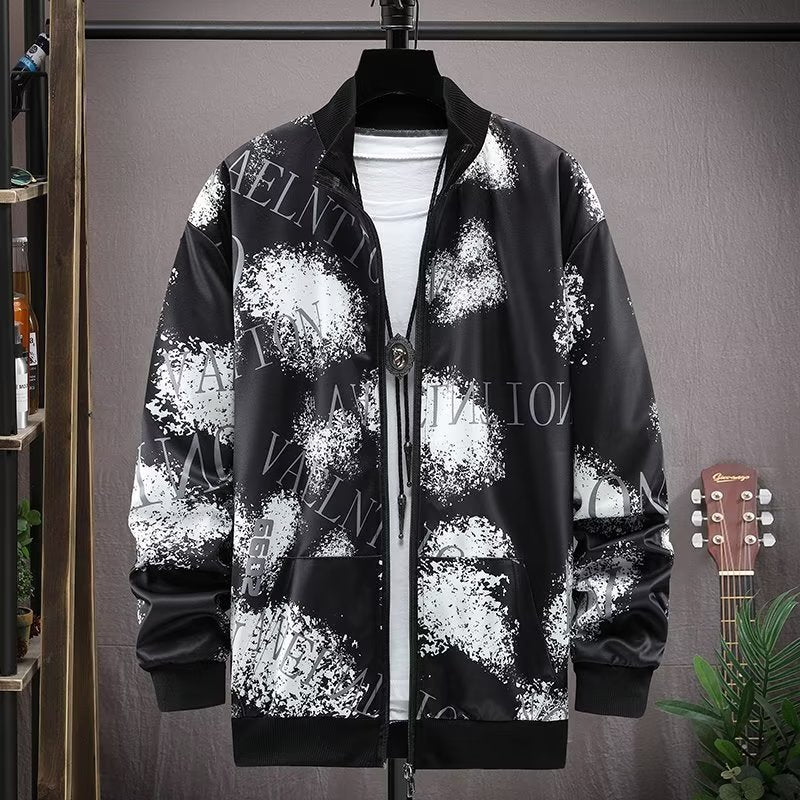 Men's Camouflage Coat Men's Zipped Stand Collar Sweater Jacket Long Sleeve Thin Coat