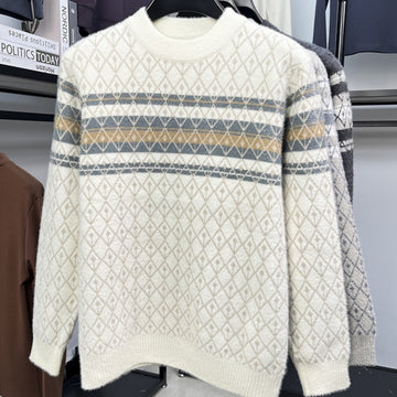 Fashion New Round Neck Pullover Mink Knitted Sweater Men