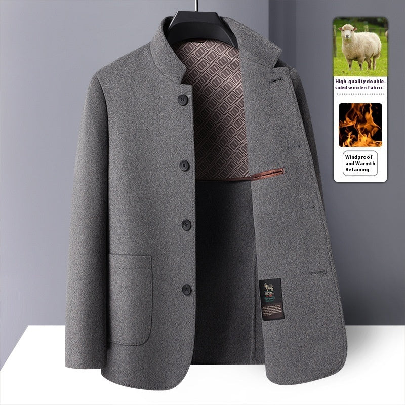 Men's Mid-length Stand Collar Double-faced Woolen Goods Wool Overcoat