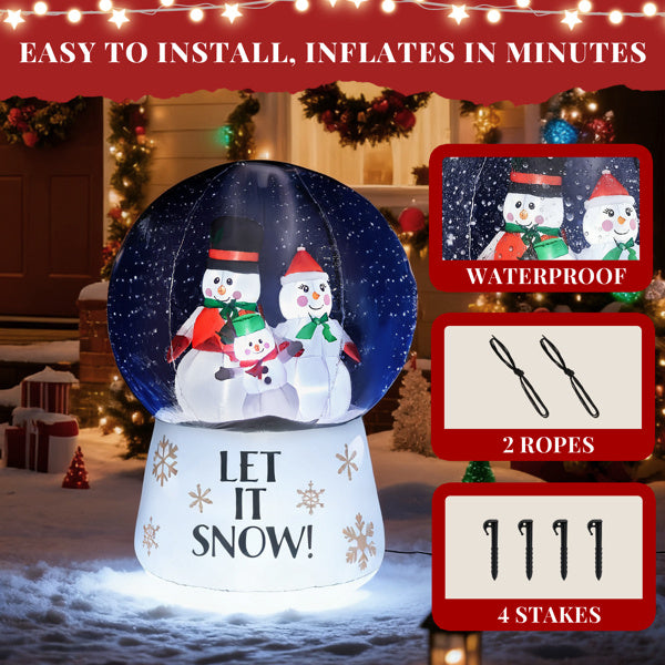 6 FT Lighted Christmas Inflatable Decoration, Large Inflatable Snow Globe With Snowman Family, Funny Blow Up Yard Decorations With Built-in LED Lights For Holiday Party Front Yard Lawn Garden Decor