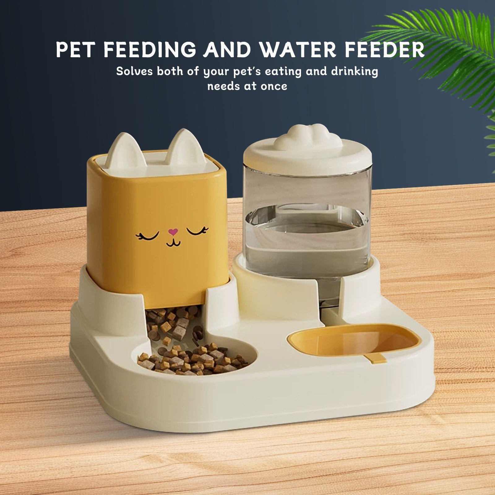 Super Cute Appearance Pet Feeding And Drinking Device, Cleverly Designed With Dry And Wet Separation, Automatic Water Addition, Universal For Cats And Dogs, Easily Solves Feeding Problems, And Makes P