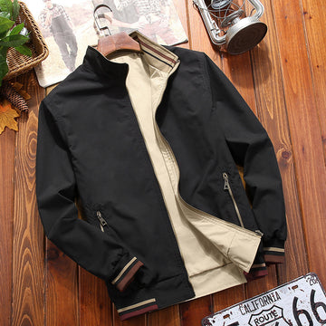 Men's Reversible Stand Collar Casual Jacket Youth Trend Men's Jacket