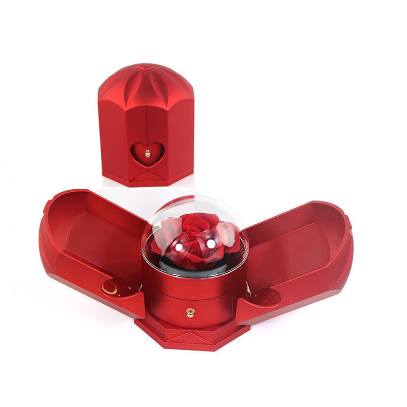 Creative Double Open Rose Gift Box Drawer Jewelry Box