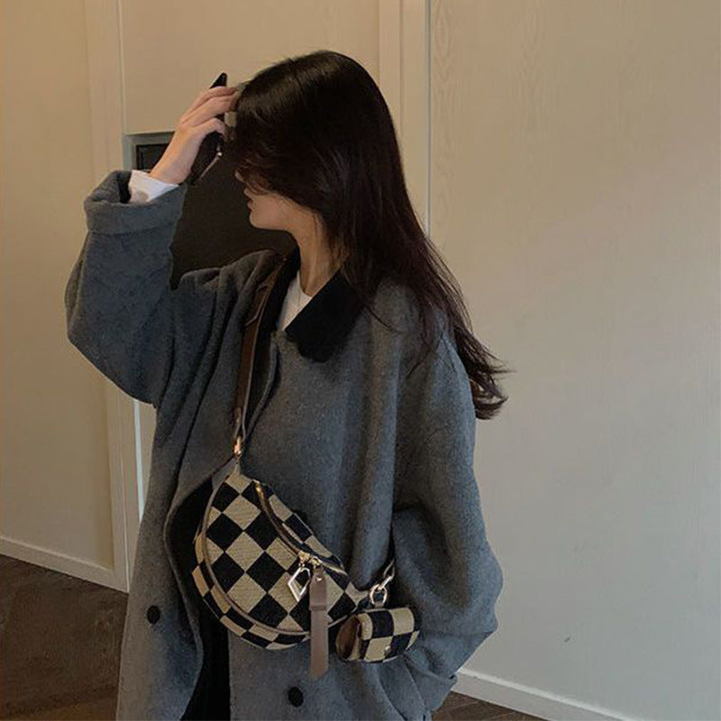New Western Style All-matching Chessboard Plaid Crossbody Bag