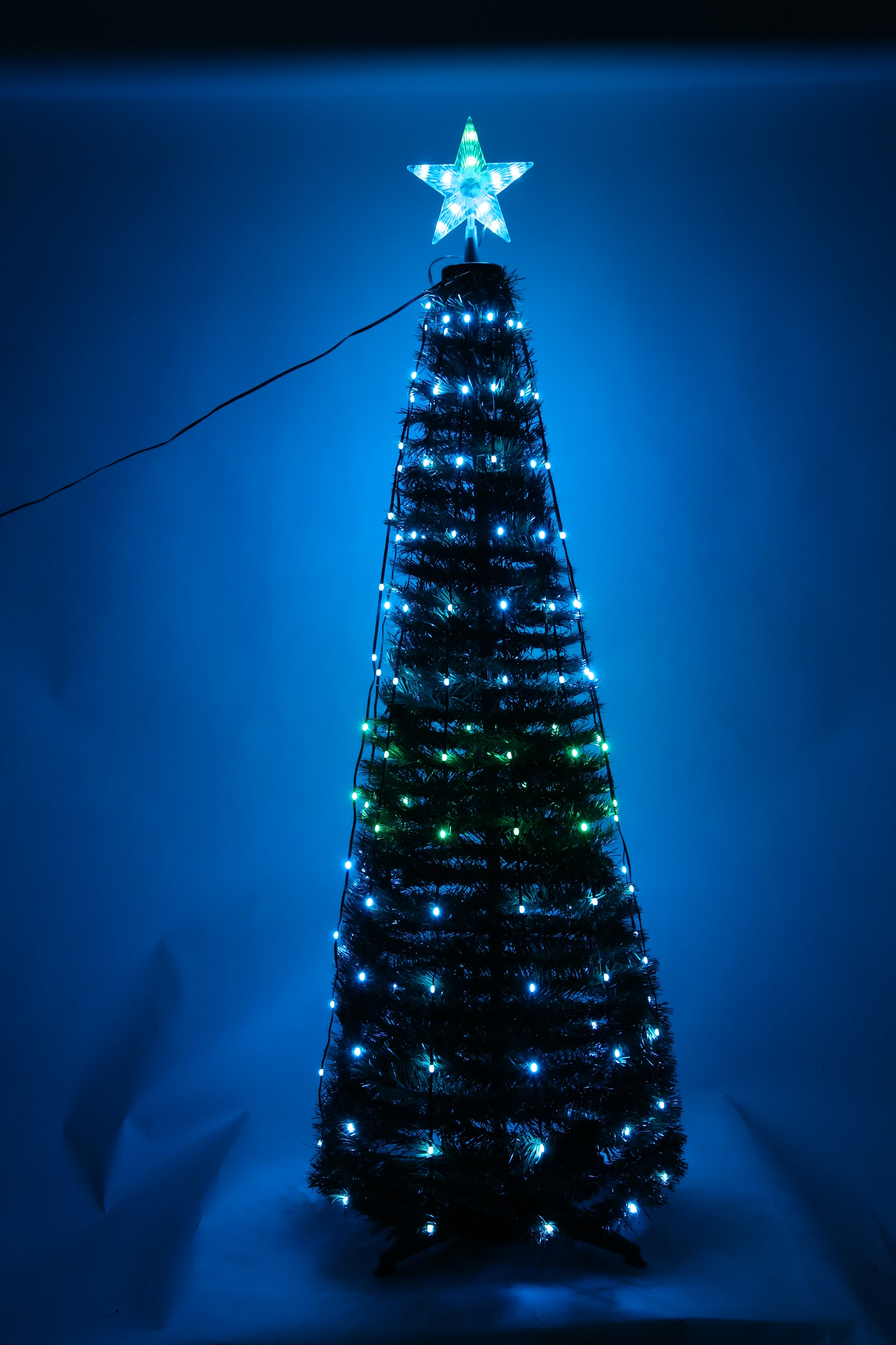 4.9FT S-5.9FT L Options -- 1Pc Collapsible Christmas Tree Light With Remote App Control IP65 Waterproof Customized Multi-Color Mode Timer Setting Work With Alexa Google