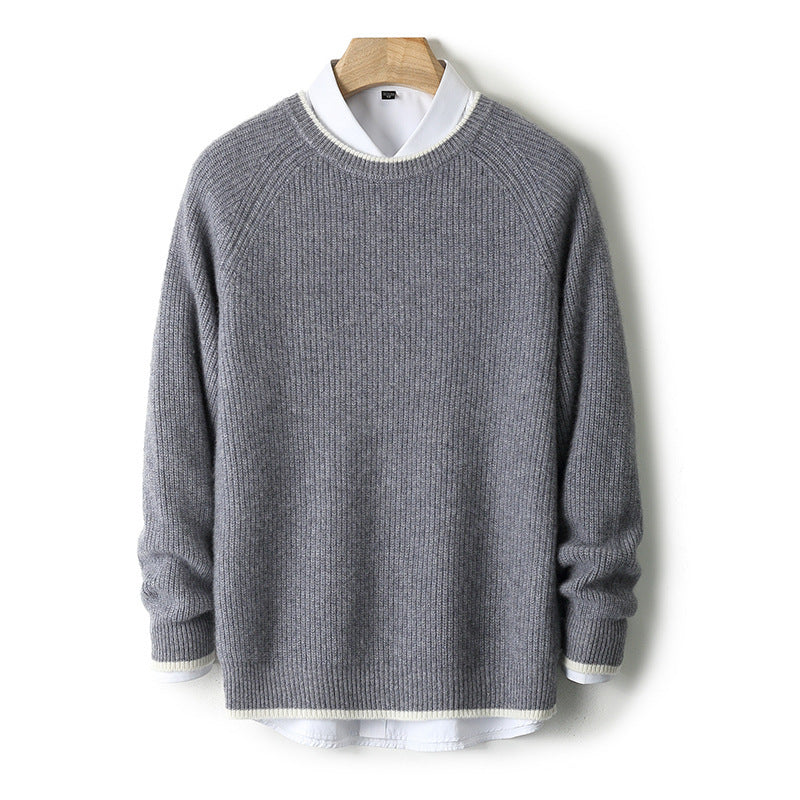 New Round Neck Double-strand Thickened Sweater For Men