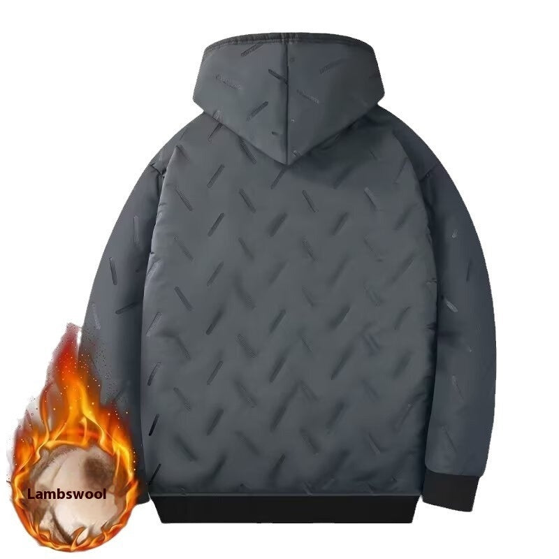 Winter Lambskin Hooded Cotton Solid Color Coat