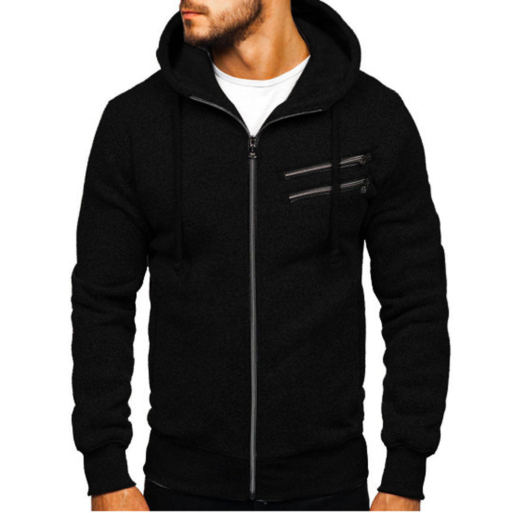 Men's Fleece Cardigan Zippered Hoodie Jacket