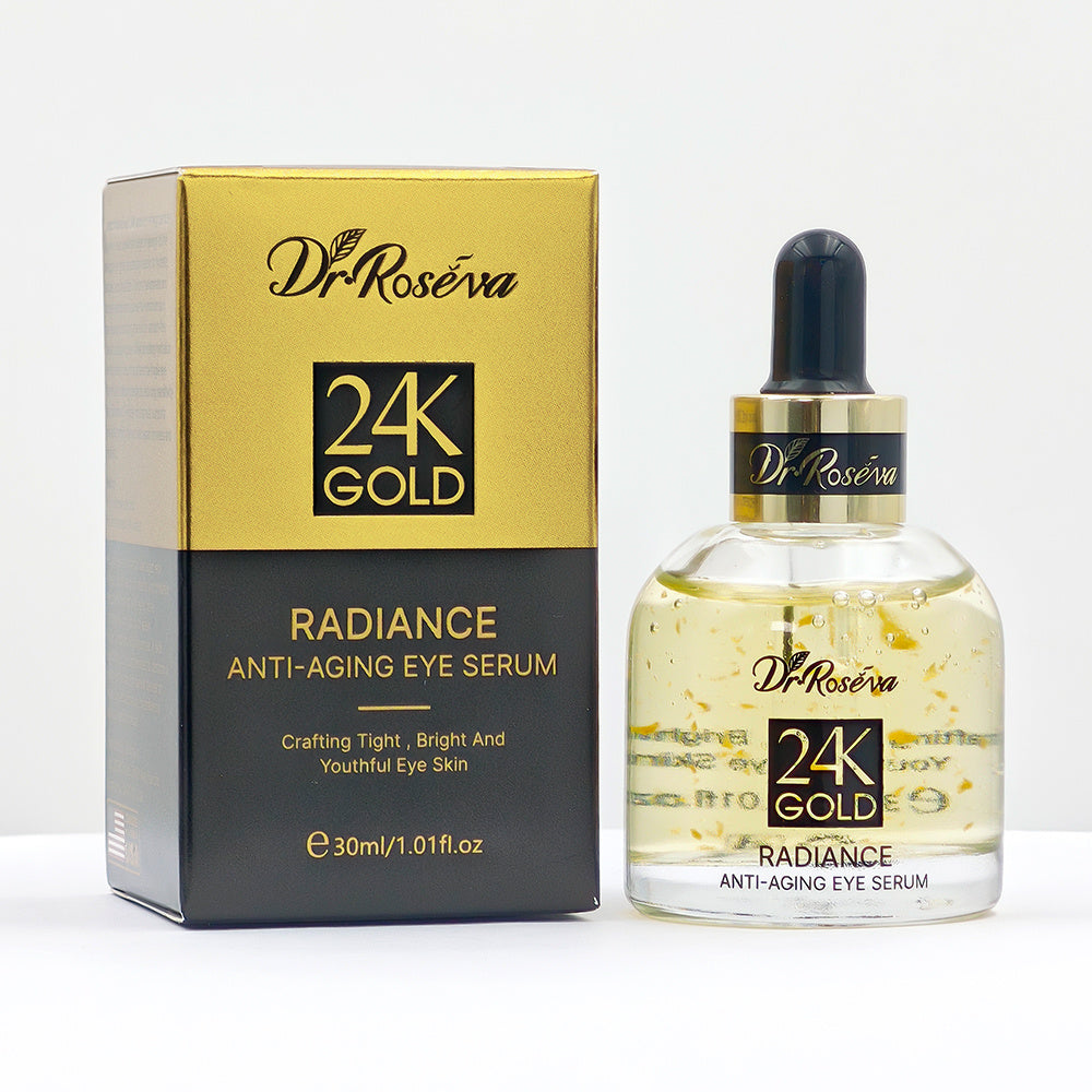 DR.ROSEVA 5Pcs 24K Gold Radiance Luxury Set Brightening & Firming Skincare Gift Box With Hyaluronic Acid Niacinamide Serum