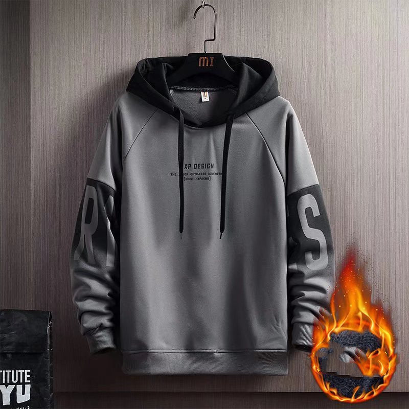 Hooded Sweater Men's Loose And Versatile Plush Sports Top