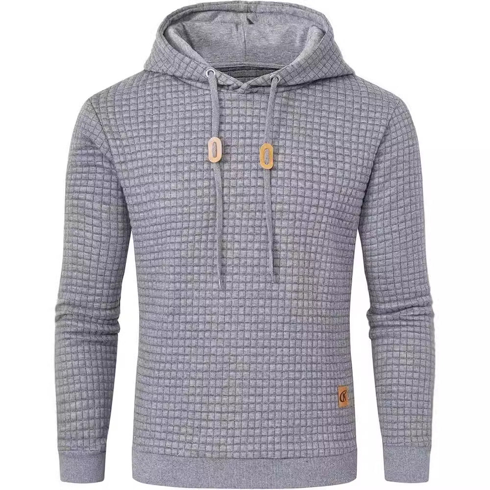 Men's Casual Solid Color Hooded Jacket All-matching Slim Fit Jacquard Plaid