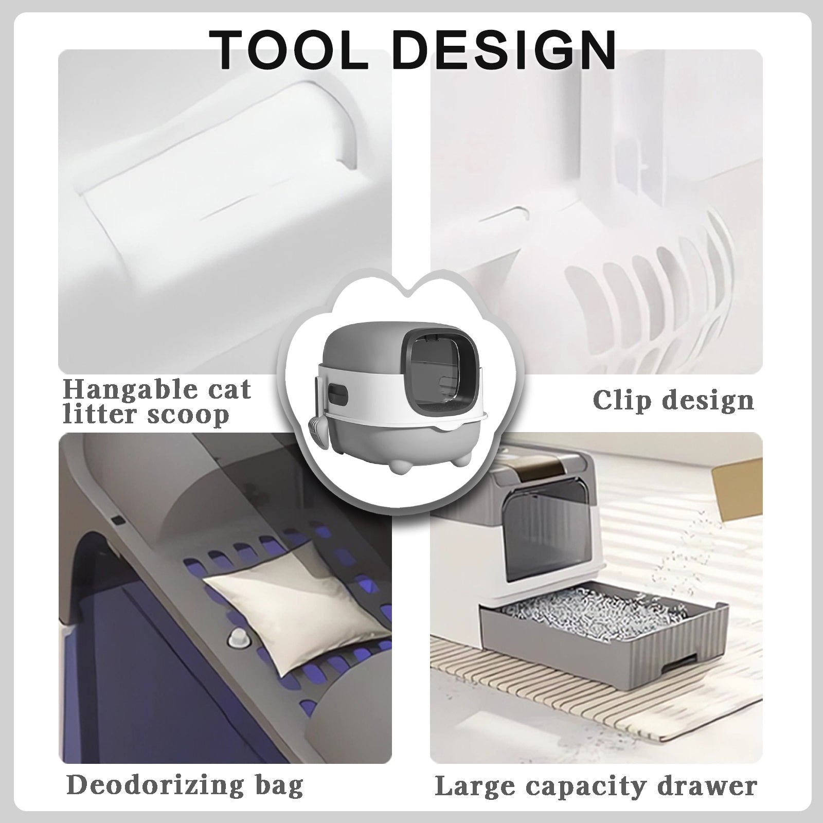 Splash Proof Cat Litter Box Splash Proof Cat Litter Box Closed Cat Litter Box With Lid, Easy To Clean Drawer Design, Odor Control, Space Saving Pet Waste Solution, Splash Proof Cat Toilet Front Entran