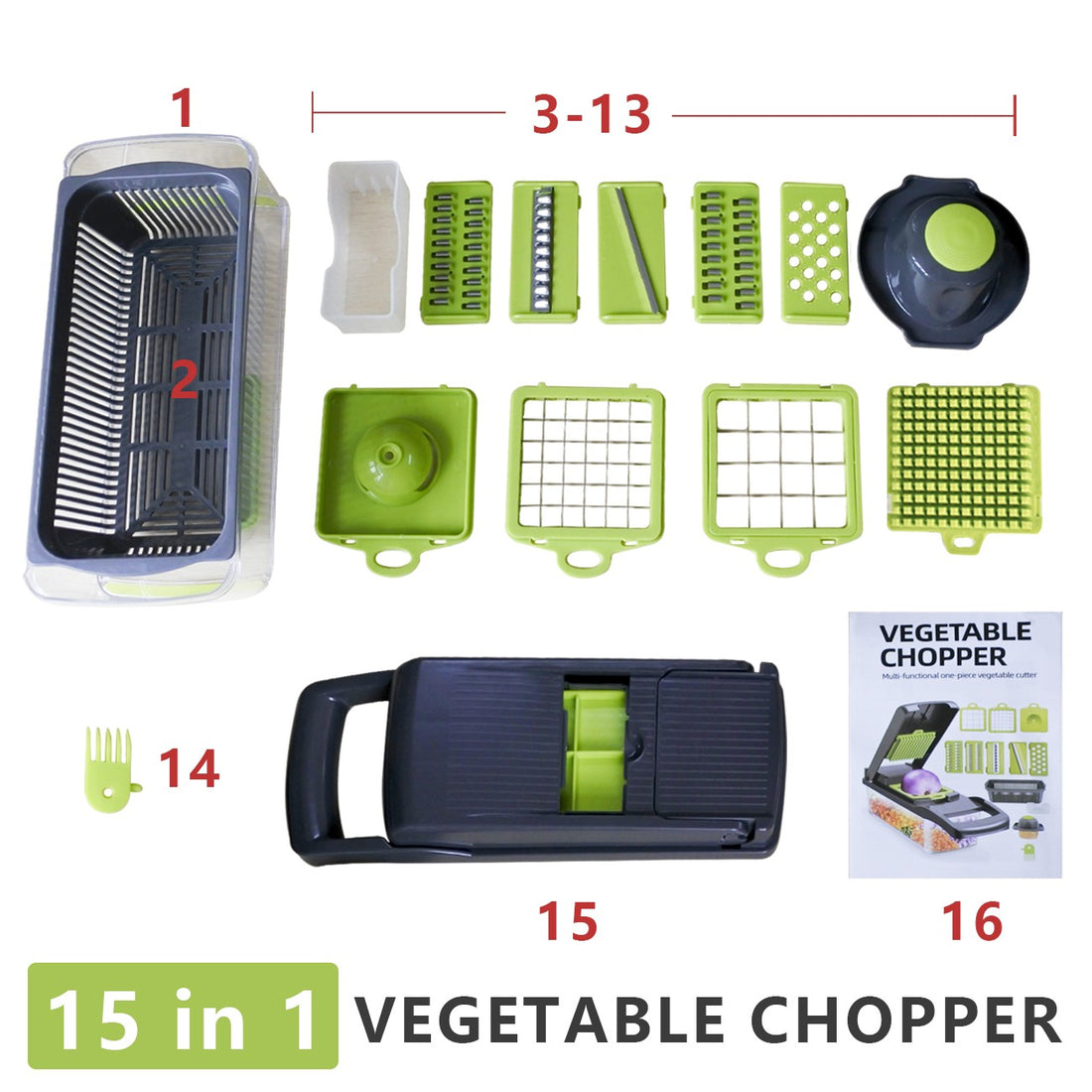 Nice Smart 15TLG Dicer Vegetable Slicer Shredder Manual Onion Chopper
