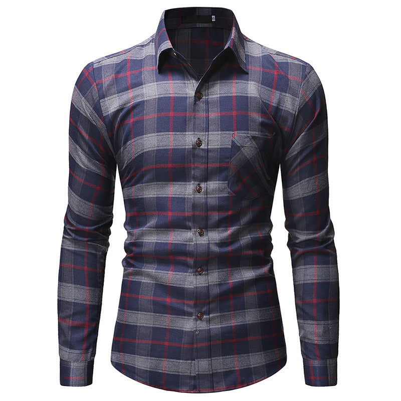 Men's Plaid Shirt Long-sleeved Shirt Pure Cotton Thickening Soft And Comfortable