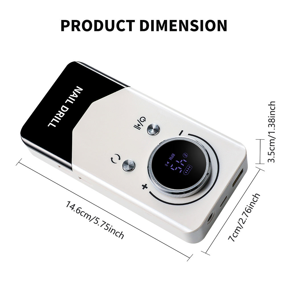 Electric 45000RPM Nail Drill Machine Rechargeable Portable Nail File Electric DIY Nail Drill Kit With Smart LCD Screen For Gel Nail Manicure And Pedicure Reflective Body Etc