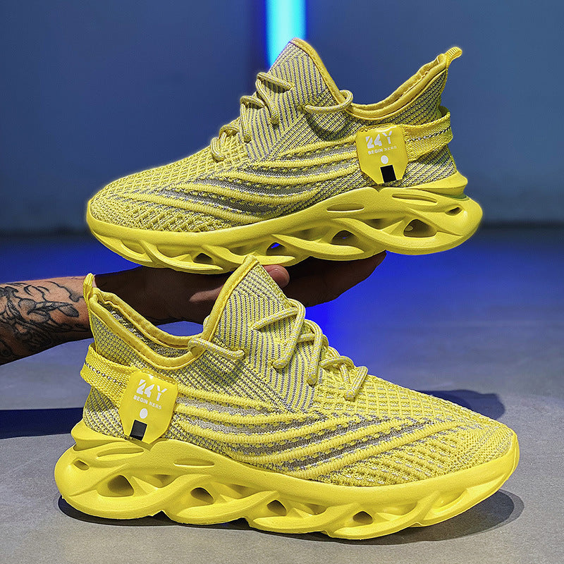 Flyknit Breathable Casual Sneaker Men's Mesh Surface Platform Running Shoes