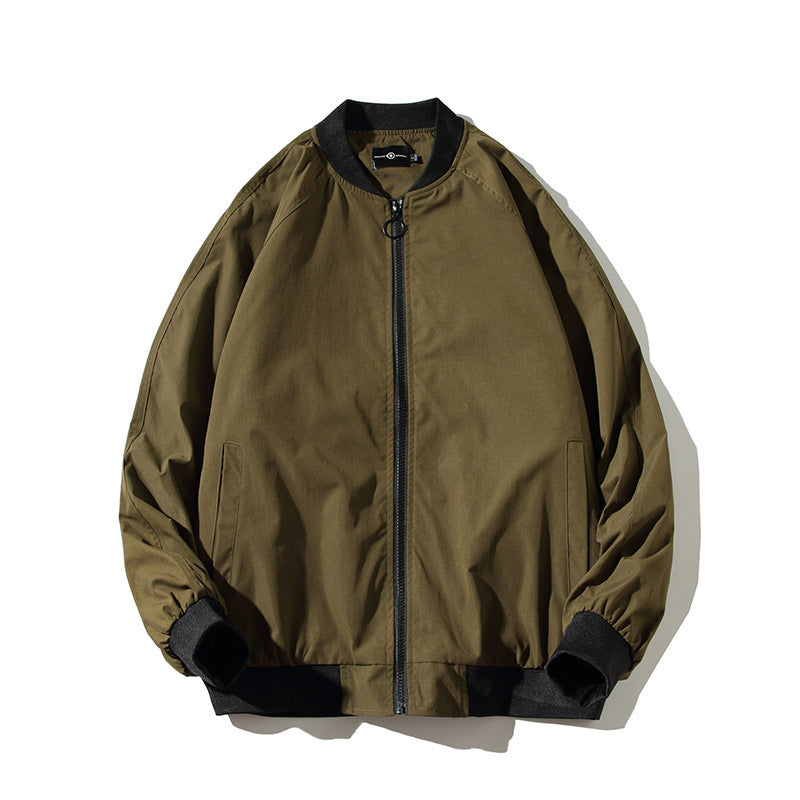 Fashion Baseball Uniform Loose Solid Color Thread Stitching Jacket