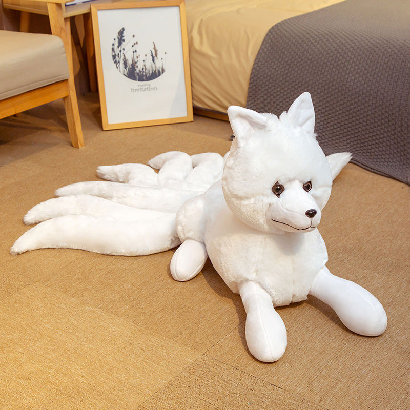 Cartoon nine-tailed white fox doll