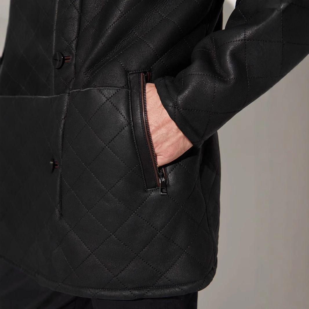 Quilted Fur Coat Long Fur Button Coat Jacket