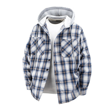 Hooded Men's And Women's Same Plaid Shirt Spring And Autumn