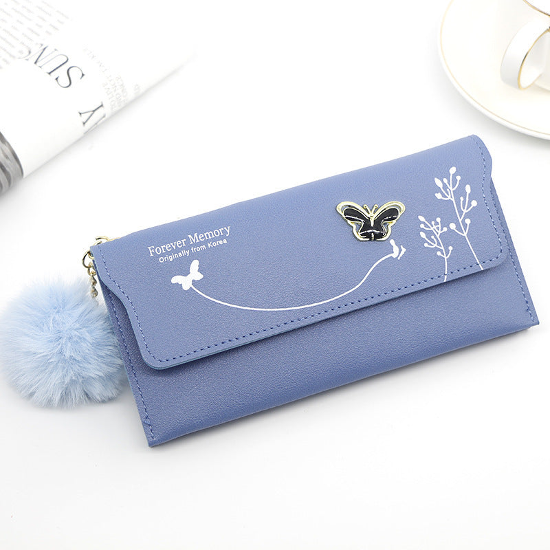 Ladies' Long Wallet With Butterfly Flowers And Simple Loose Change