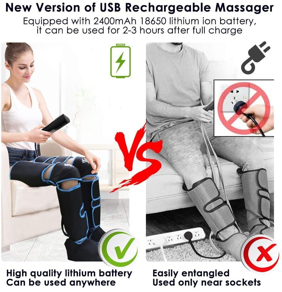 Leg Massager With Heat On Knee Cordless Air Compression For