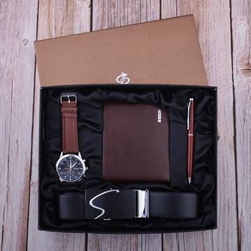 Casual All-matching Graceful Quartz Watch Belt Wallet Pen Tie