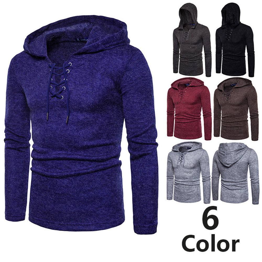 Men's Pullover Hooded Sweater Tie