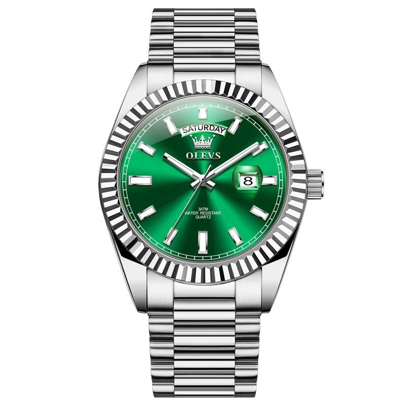 Luminous Waterproof Business Steel Belt Wrist Watch