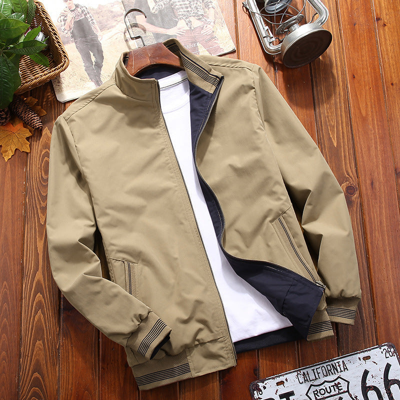 Men's Reversible Stand Collar Casual Jacket Youth Trend Men's Jacket